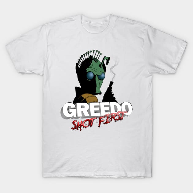 Shot First T-Shirt by Doc Multiverse Designs